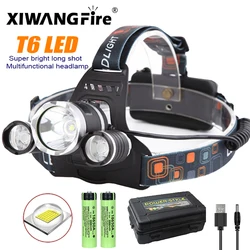 Super Bright T6 Led Headlamp Use 18650 Battery Rechargeable Fishing Headlight Outdoor Hunting Camping Waterproof Head Light