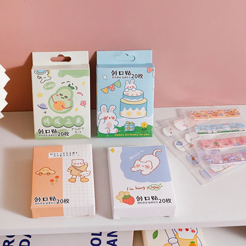 20pcs/box First Aid Kits Band Aid Cartoon Animal Fruit Wound Patch Portable First Aid Meical Adhesive Bandages Skin Plaster Pad