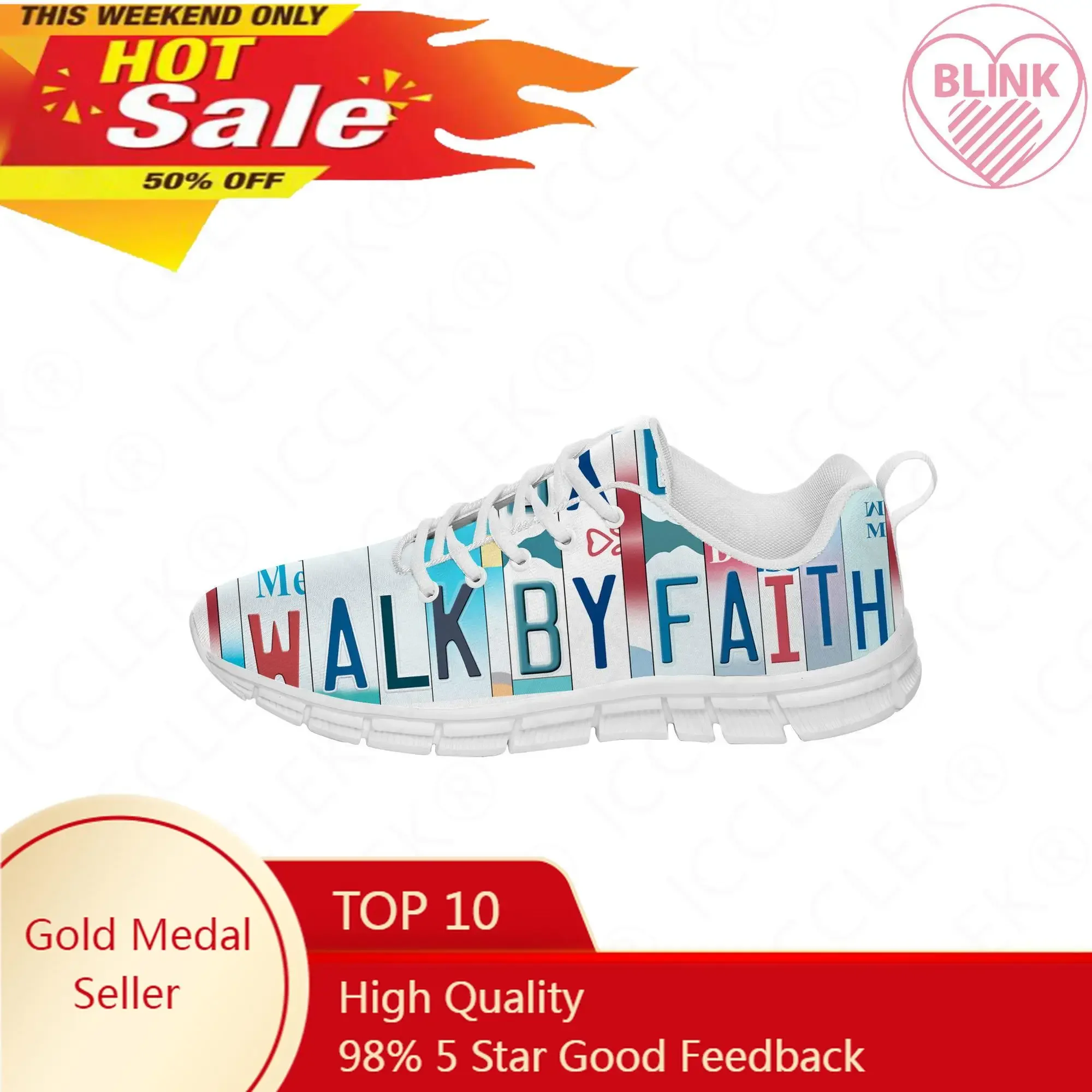 Walk By Faith-Baskets en toile pour hommes et femmes, chaussures décontractées pour adolescents, chaussures de course de créateurs imprimées en 3D, chaussures respirantes et légères