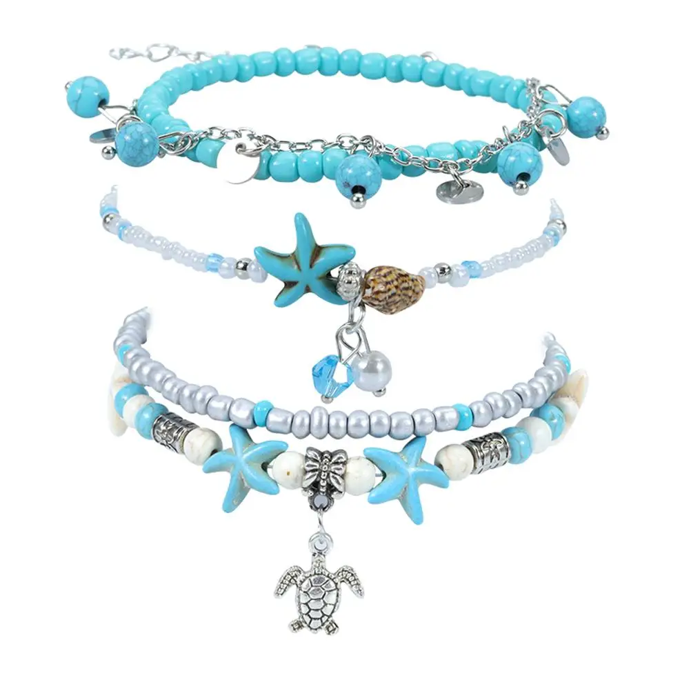 

Turquoise Glass Bead Women Anklet Turtle Foot Bracelet Beach Ankle Chain Jewelry Ankle Bracelets Foot Chains Ankle Accessories