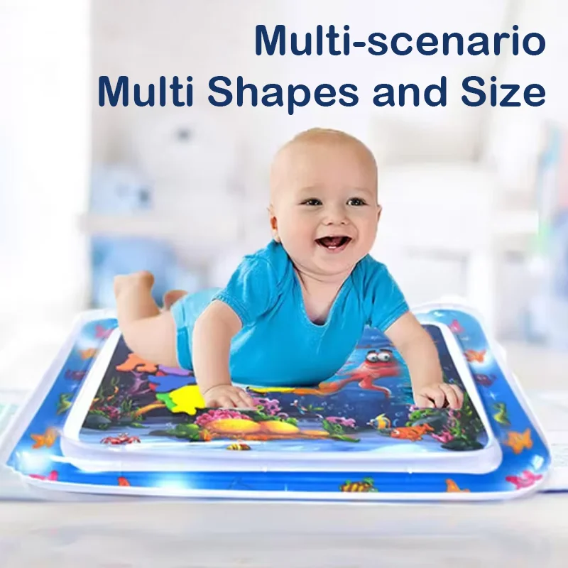 بساط لعب مائي قابل للنفخ على شكل دائرة مربعة للأطفال الرضع والأطفال الصغار ووقت البطن وسادة مائية للتعليم المبكر وتطوير هدية النشاط
