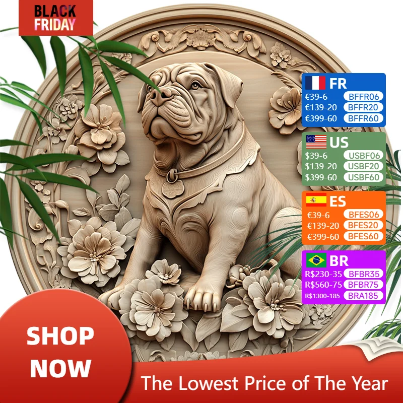 Customizable English Bulldog Aluminum Pet Ornament - Circular Decorative Painting, Perfect Pet Souvenir Tombstone for Christmas