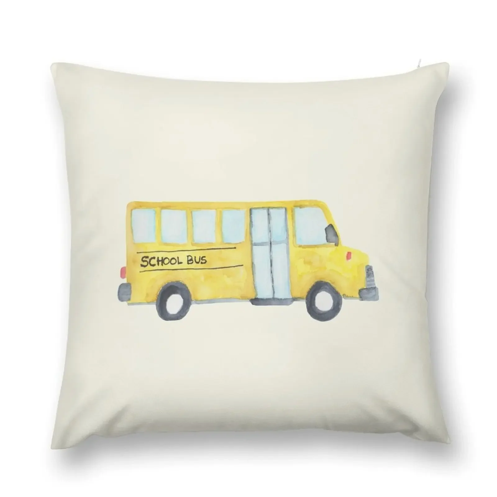 School Bus Watercolor Pattern Throw Pillow New year Custom Cushion pillow