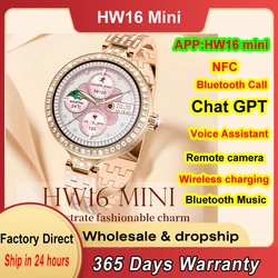 ChatGPT Original HW16 Mini Smartwatch Women NFC Bluetooth Call Music Camera Voice Assistant Heart Rate Monitor Lady Smart Watch