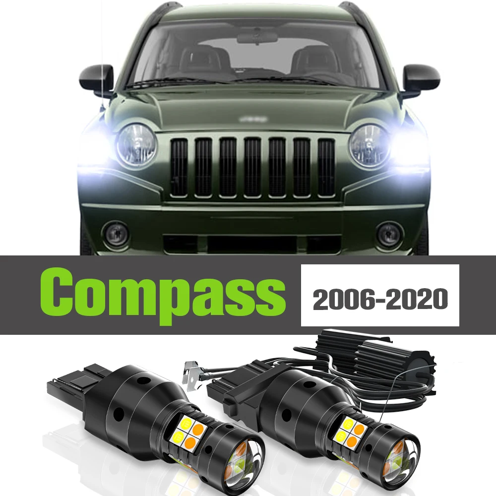 

2x LED Dual Mode Turn Signal+Daytime Running Light DRL Accessories Lamp For Jeep Compass MK MP 2006-2020 2011 2012 2013 2014