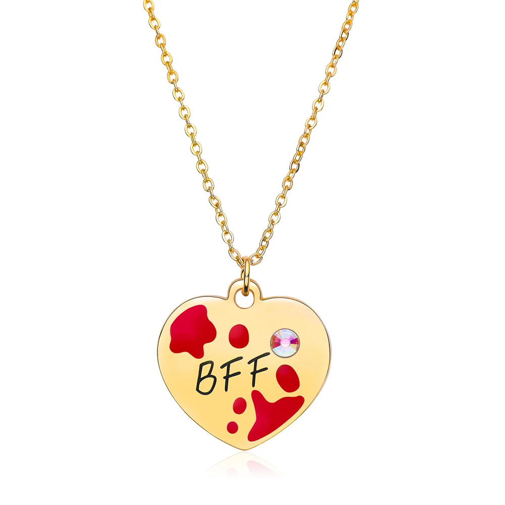 Classic Film Jennifer's Body Inspired BFF Necklace Best Friend Forever Jennifer&needy Enamel Zircon Fashion Pendant Jewelry