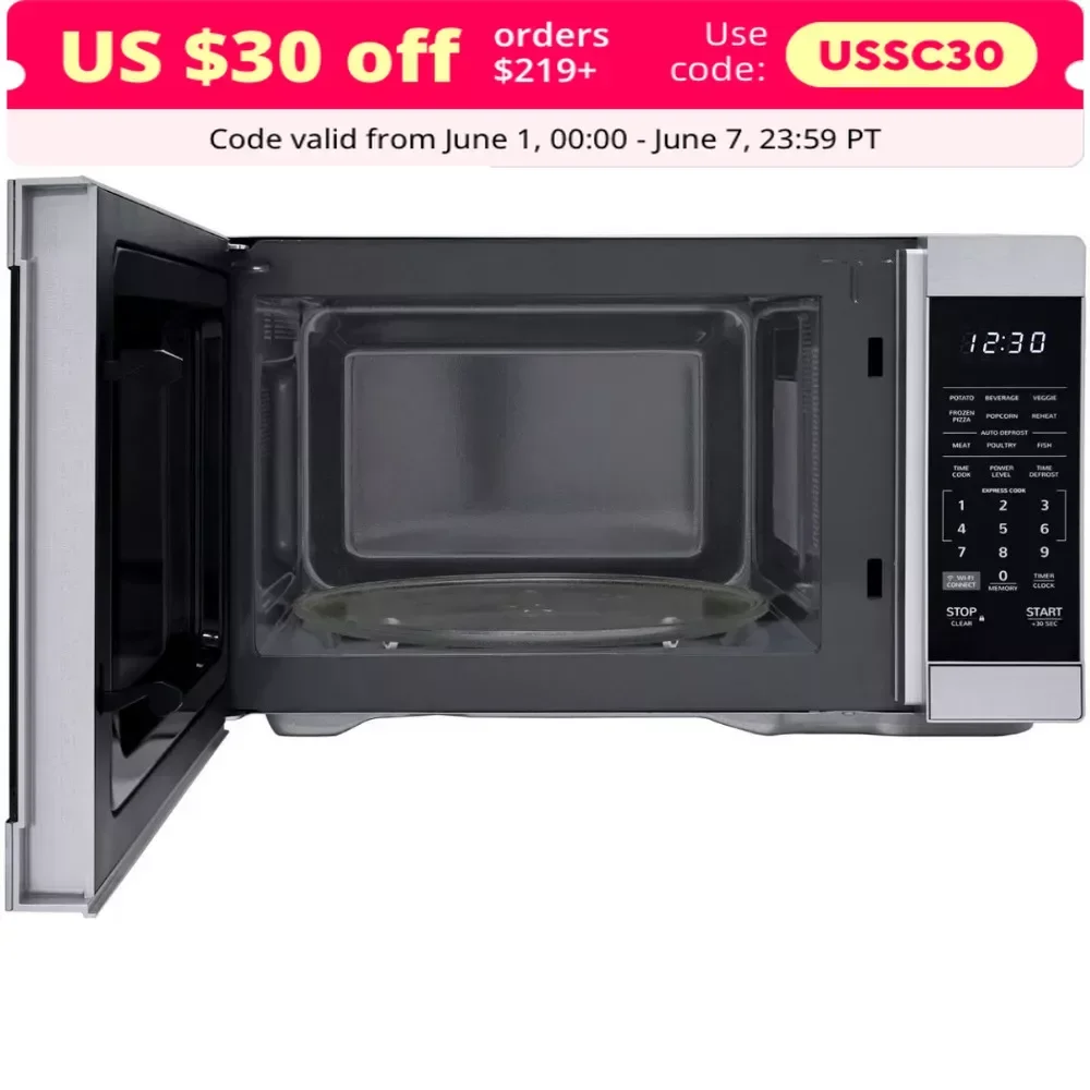 

Microwave,Oven with Removable 12.4" Carousel Turntable, 1.1 CuFt, Stainless Steel 1000 Watt Countertop Microwave