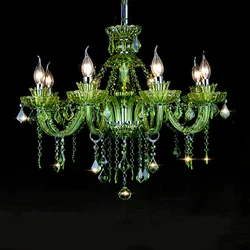 European Green Crystal Living Room Bedroom Candle Chandelier Restaurant Cafe Hotel Lobby Ceiling Decoration E14 Pendent Lights