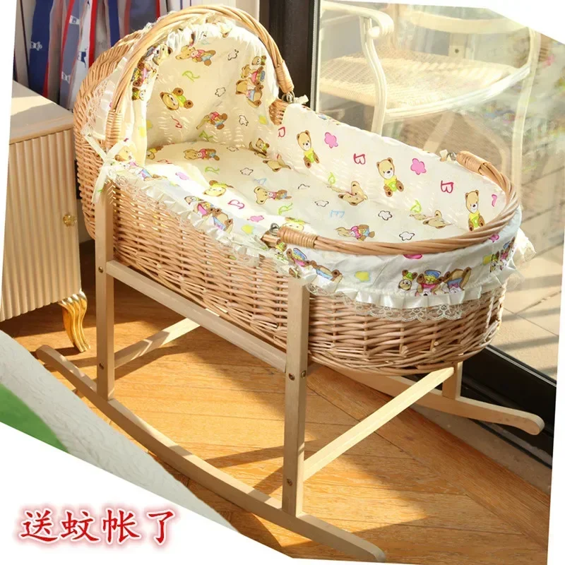

Rattan Baby Basket Summer Mat Baby Cot Newborn Portable Cradle