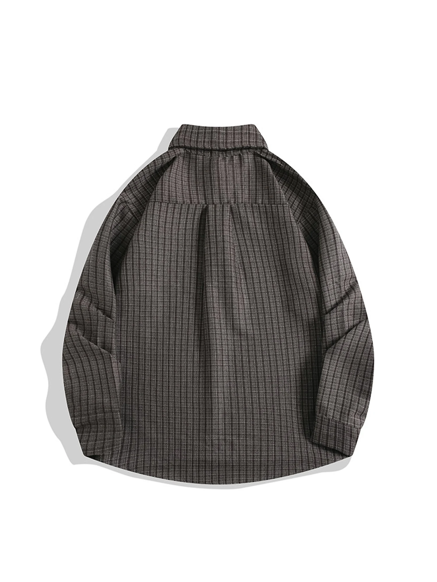 Frauen grau karierte Polo-Ausschnitt Shirts Blusen Y2k Vintage 2000er Jahre ästhetische elegante Langarm Oversize Shirt Mode Kleidung Frühling