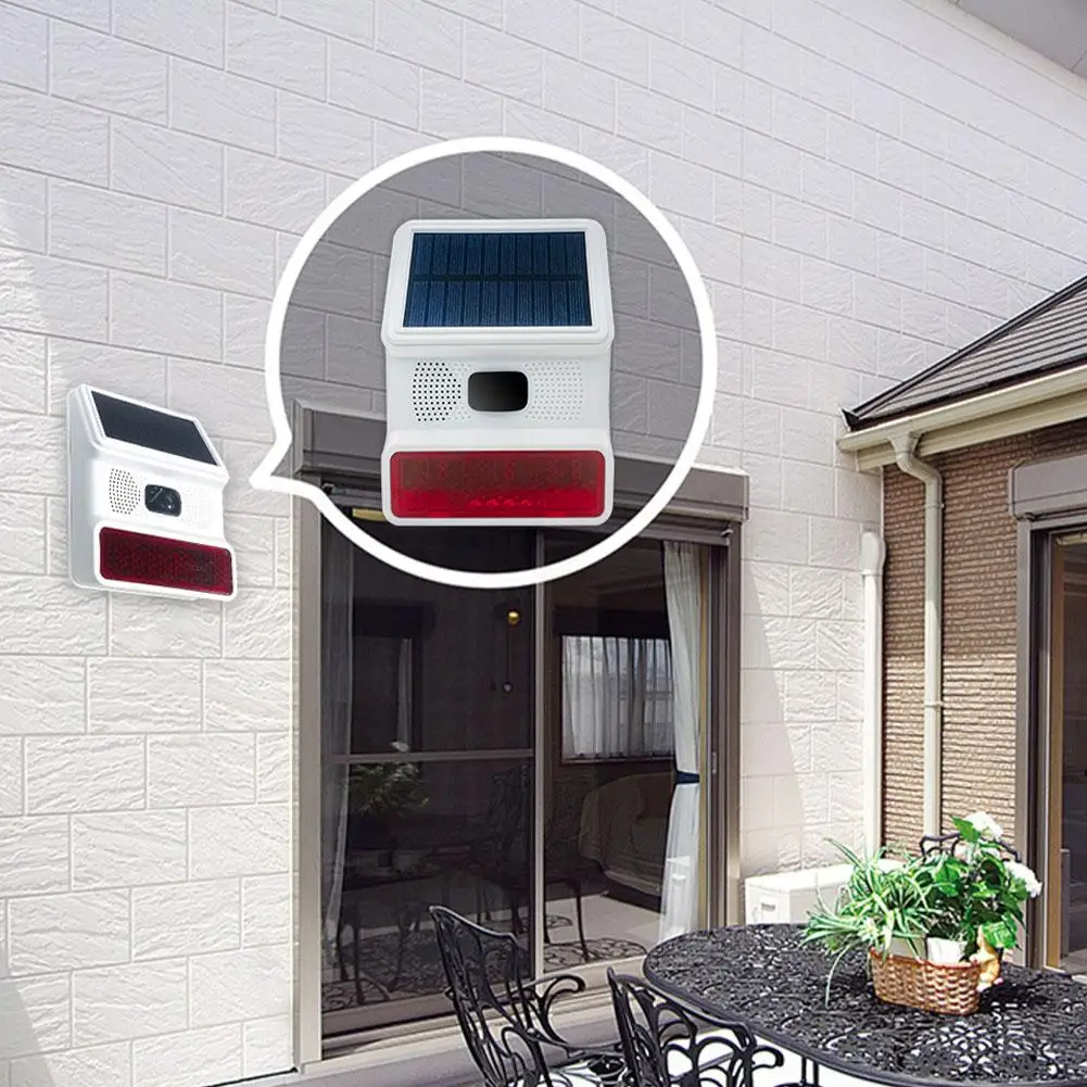 

433MHZ Wireless Solar SIren Sound Light Flash Alarm Outdoor Alarm Horn for DC5V/1A Home Security Alarm System R7V8
