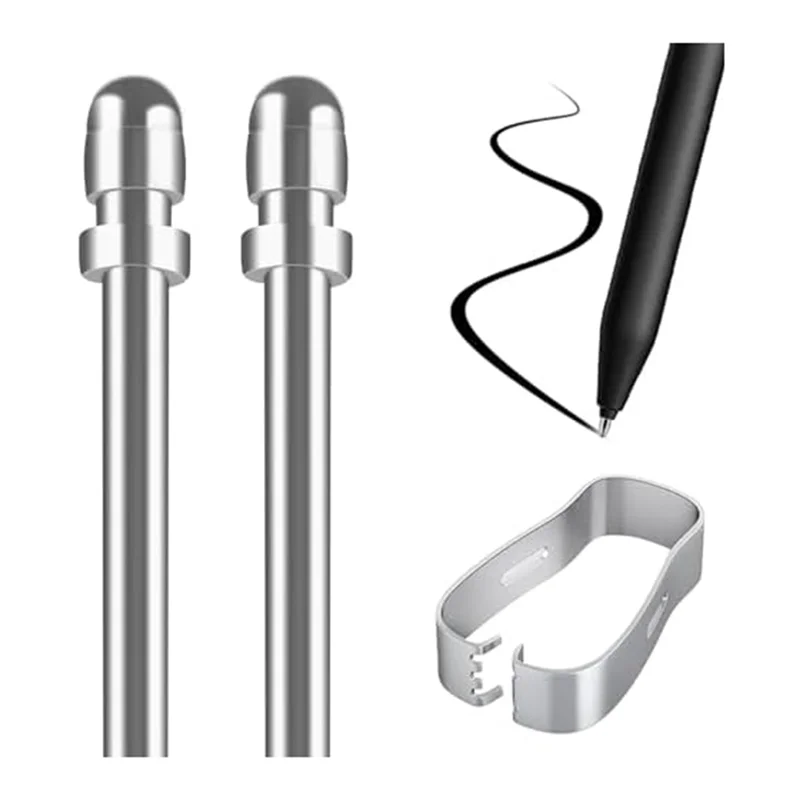 AK51- Punte per penna di ricambio in titanio No Wear Out, 2 lisci e precisi, con strumento di installazione, penna universale, penna digitale