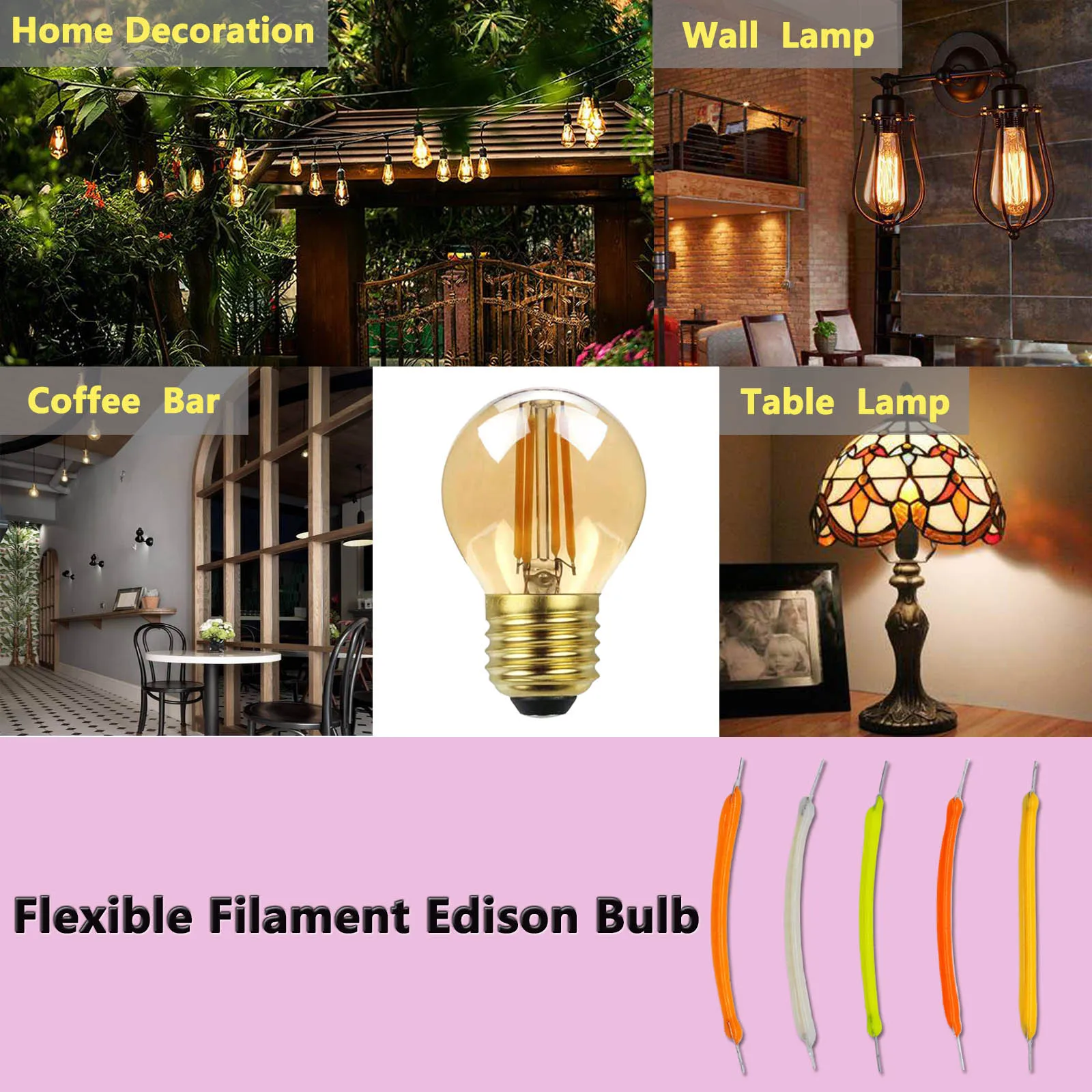 10pcs 38mm LED Flexible Filament Accessories DC3V 100mA Edison Bulb DIY Model Renovation Home Lighting Accessories