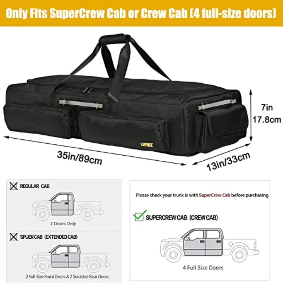 Under Seat Storage Bag Compatible with SuperCrew Cab, Truck Underseat Organizers and Storage with 4 Removable Divider and Anti-