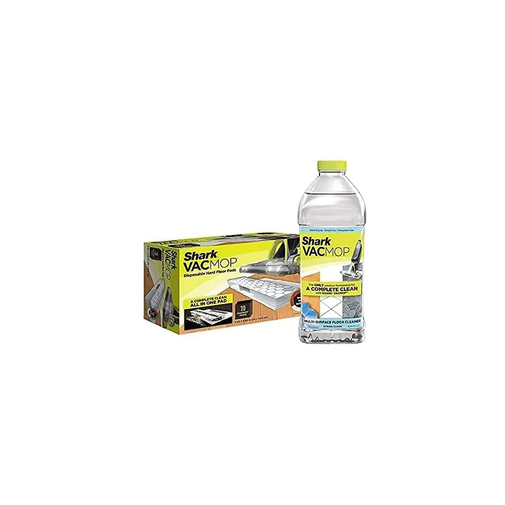 

Vmp20 Vacmop Disposable Hard Floor Vacuum And Mop Pad Refills (20 Ct.) & Multi-Surface Cleaner Bundle (2 Liter Bottle), Spring