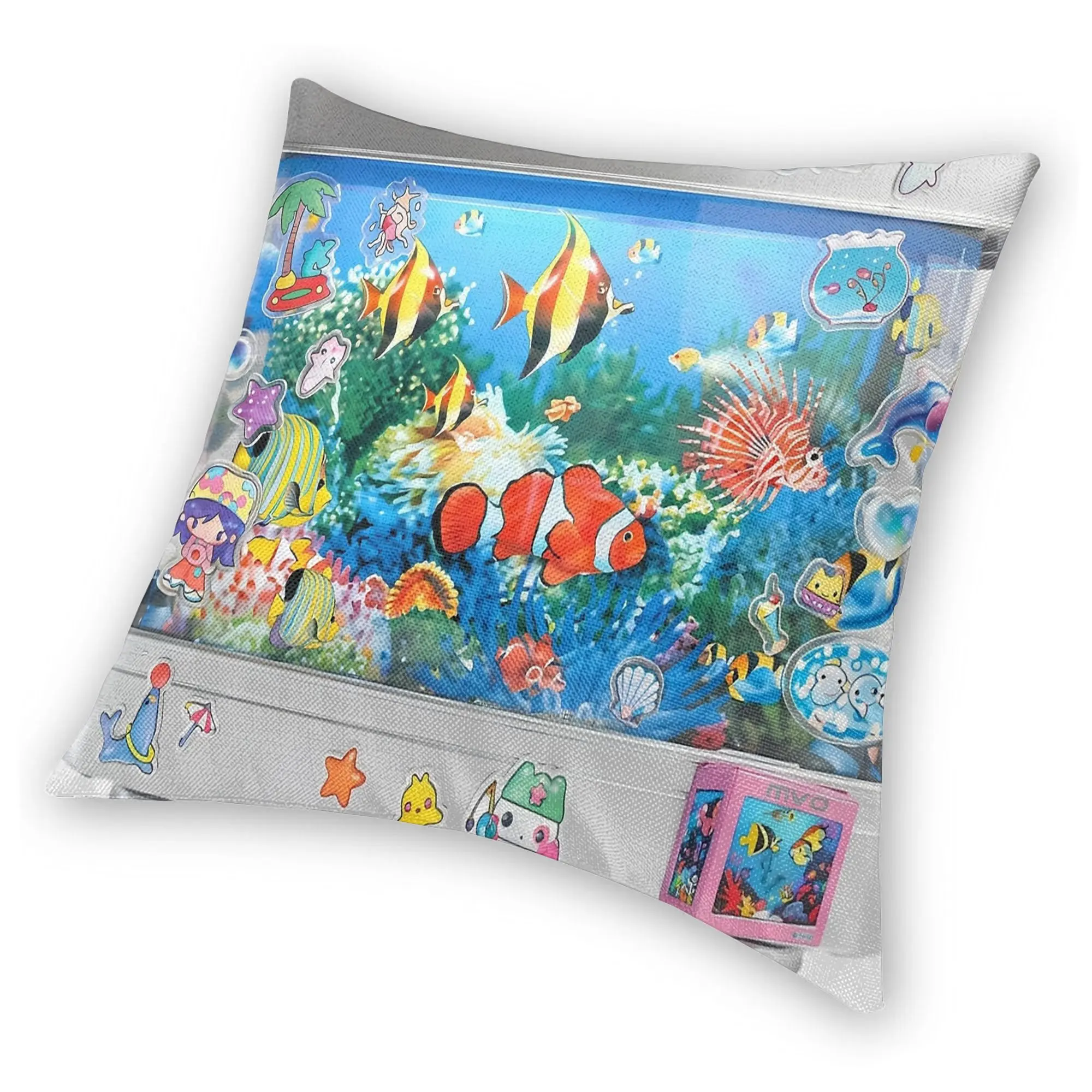 Retro Digital Aquarium Fishbowl Frutiger Aero Square Pillow Covers Polyester Seat  Cushion Cover Cool Decor Pillowcase 45*45