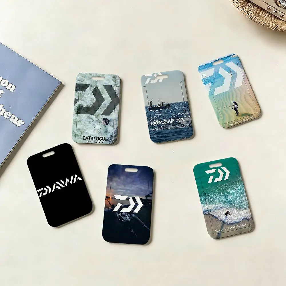 Fishing Tackle Brand D-Daiwa ID Card Holders Lanyards Girls Door Card Case Hanging Rope Women Badge Holder Neck Strap Card