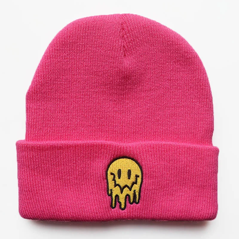 Autumn Winter Like Ice Cream Melting Ghost Embroidery Acrylic Unisex Beanies Skull Hat for Men Women Outdoor Warm Cold Cap W175