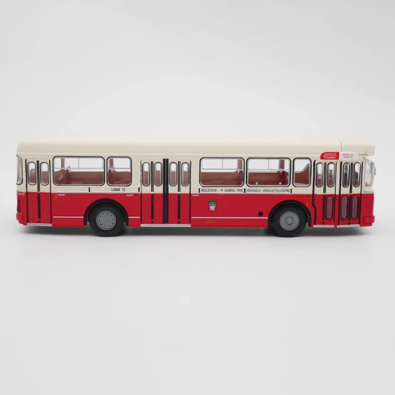 Diecast 1:43 Scale Berliet PCM-U 1965 Bus Alloy Vehicle Model Finished Simulation Collection Decoration Gift Toys Display