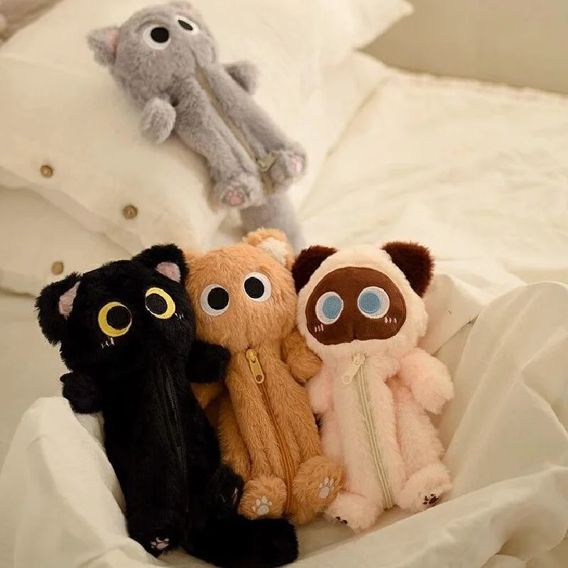 

Креативный плюшевый пенал с мультяшным котом, высокая эстетичная цена, милый большой вместительный студенческий настольный чехол для хранения канцелярских принадлежностей, мульти-сумка