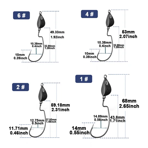 Imagen 2 del producto Ganchos de cabeza de anzuelo de 9KM, 10 ~ 30 Uds., anzuelos de pesca Ewg, anzuelo de aparejo Texas, anzuelos de gusano compensados de espacio amplio, anzuelo de señuelo suave para pesca de lubina