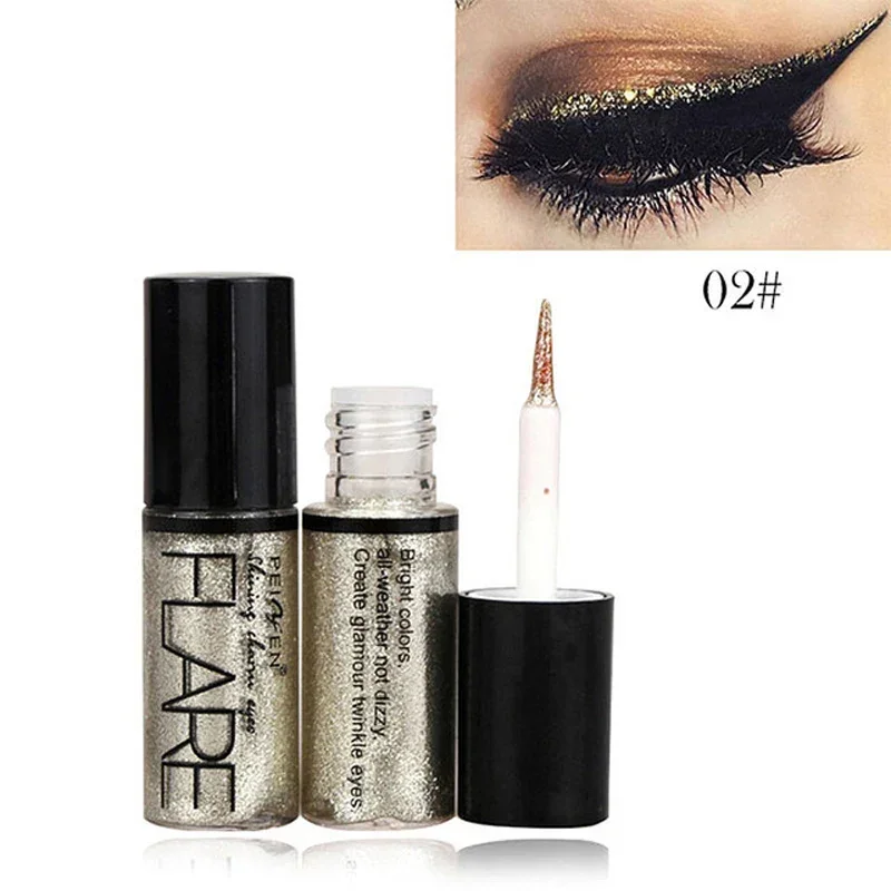 Glitter Eyeliner 5 Kleuren Waterdicht Pigment Zilver Rose Goud Vloeibare Eyeliner Make-Up Cosmetische Langdurige Glanzende Eyeliners