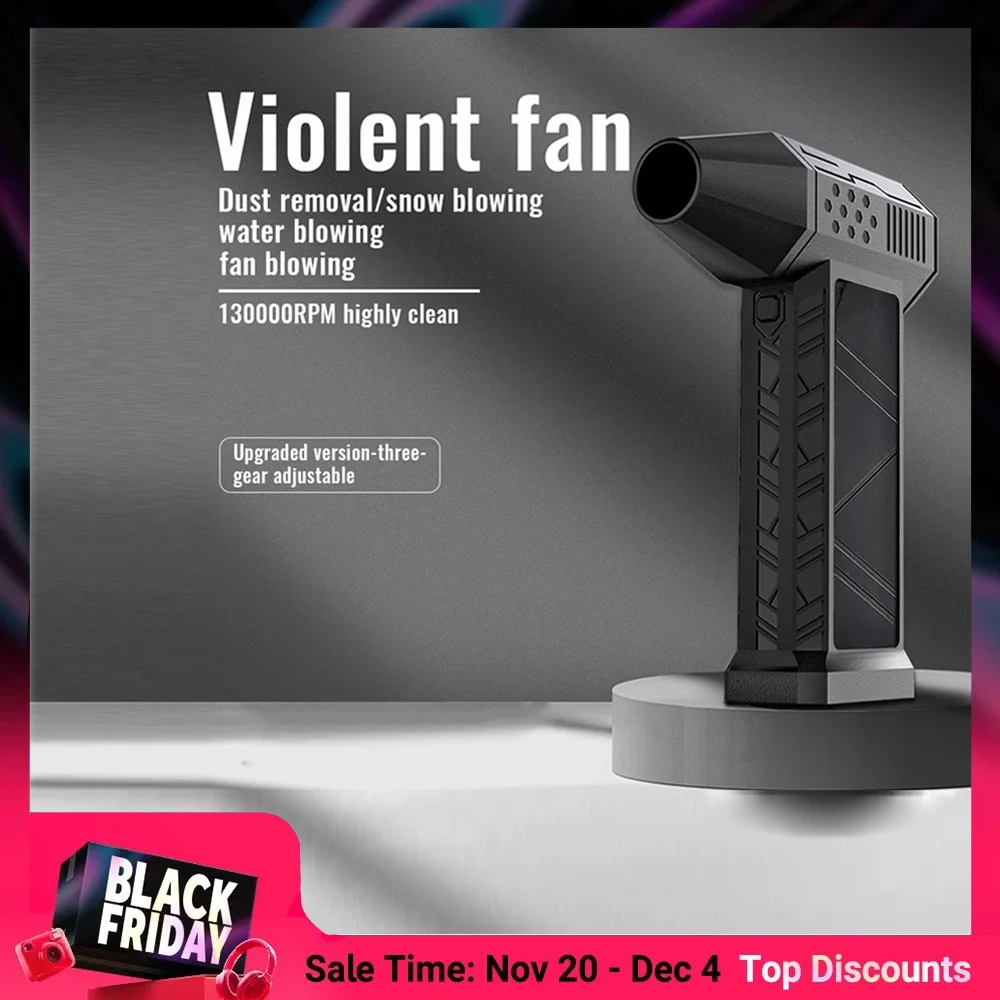Мини-турбореактивный вентилятор, электрическая воздушная тряпка с 3-ступенчатой регулировкой 130000 RPM Скорость ветра 52 м/с Инструмент для очистки автомобильного компьютера