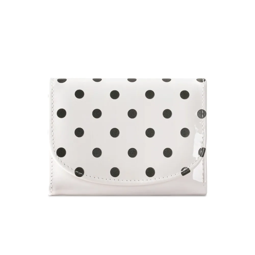 Vintage Polka Dot Trifold Wallet PU Multi Card Card Holder Snap Button Short Size Coin Purse Shopping Use