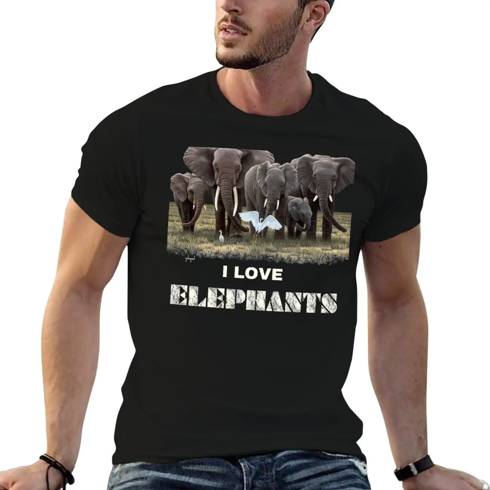 I Love Elephants, Elephant family T-Shirt funny t shirts man man t shirt designer graphic t shirts for man T-shirt