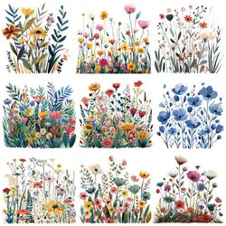 Beautiful Grass Heat Transfer For clothes DIY A-Level Washable T-shirts Iron-on Thermal Stickers Fashion Floral Patches Applique