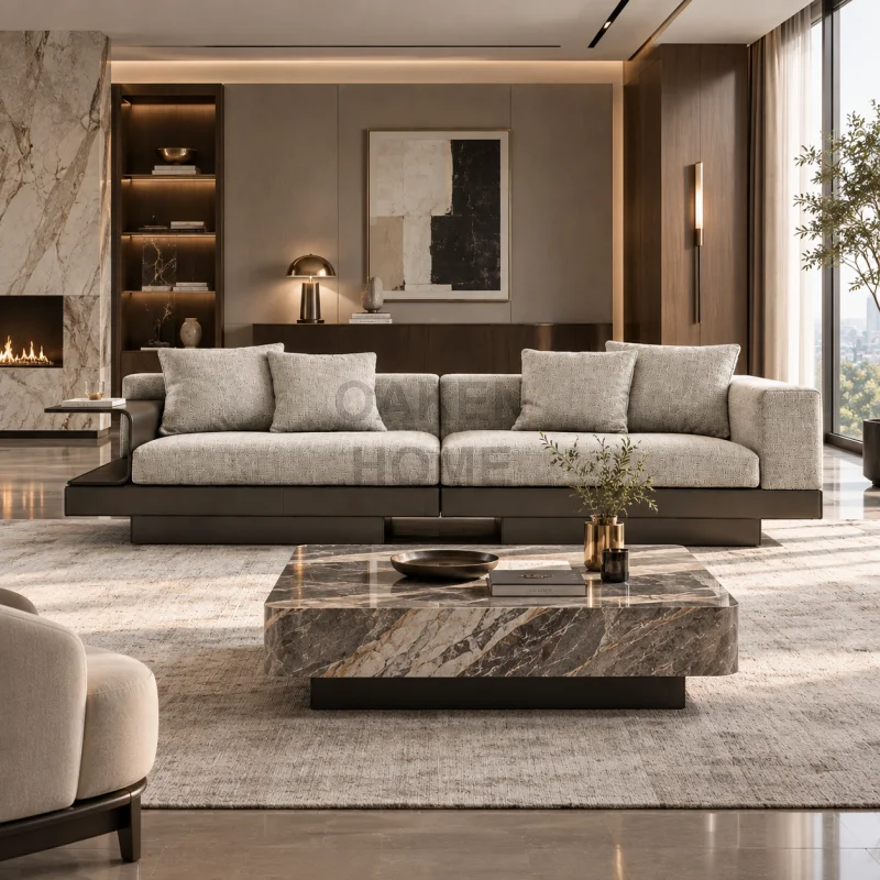 OAKEN Italian Modern Luxurious Modular Fabric Connery Sofa Living Room Furniture Living Room Sofa Custom for Home Furniture