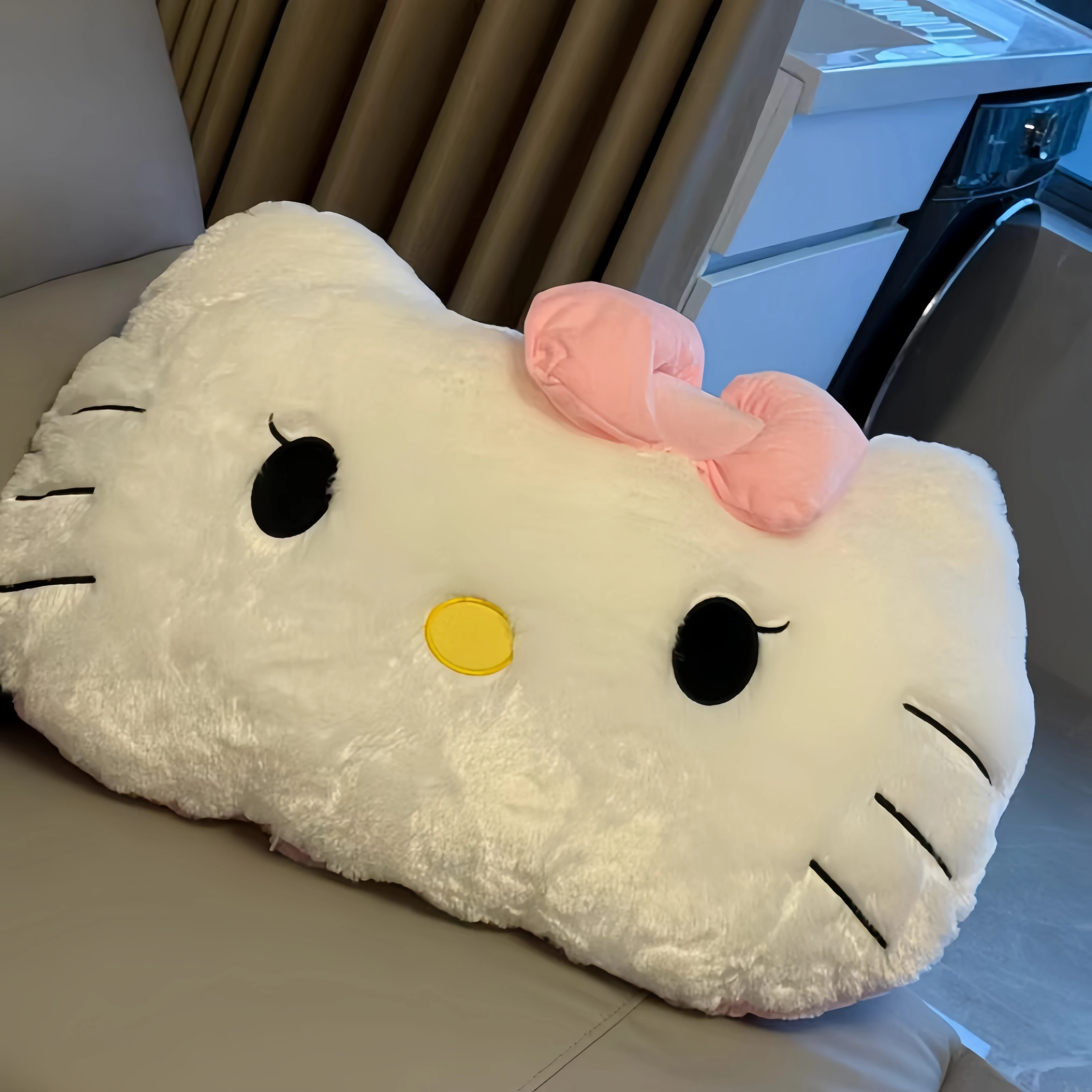 

Sanrio Hello Kitty Back Cushion Big Size Stuffed Anime Sofa Bed White Cat Pillow Cuddly Plushies Washable Home Decor Gifts Girl