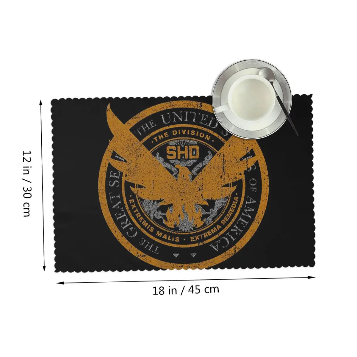 Game Tom Clancys The Division SHD Seal Placemat Washable Plate Mat for Dining Table Bowl Coaster Super Absorbent Mats view 2