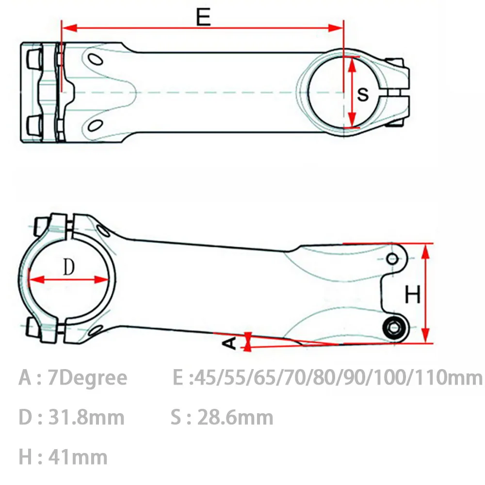 SHIKRA Mountain MTB Road Bike Stem 31.8mm Ultralight Aluminum Alloy Handlebar Stem 7 Degree 45/55/65/70/80/90/100/110mm