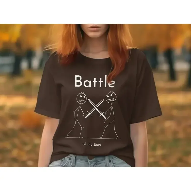 Battle of the Exes Funny Stick Figure T Shirt Humorous Relationship Sarcasm for Ex Boyfriend or Girlfriend