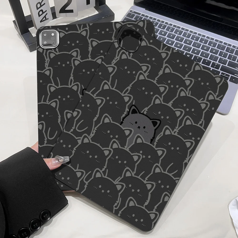 Aesthetic Tablet Case for Xiaomi Pad 6S 7S 6 7 8 Pro 11.2 inches Mini 8.8 inch Shell Black-based Cat Pattern Shockproof Cover