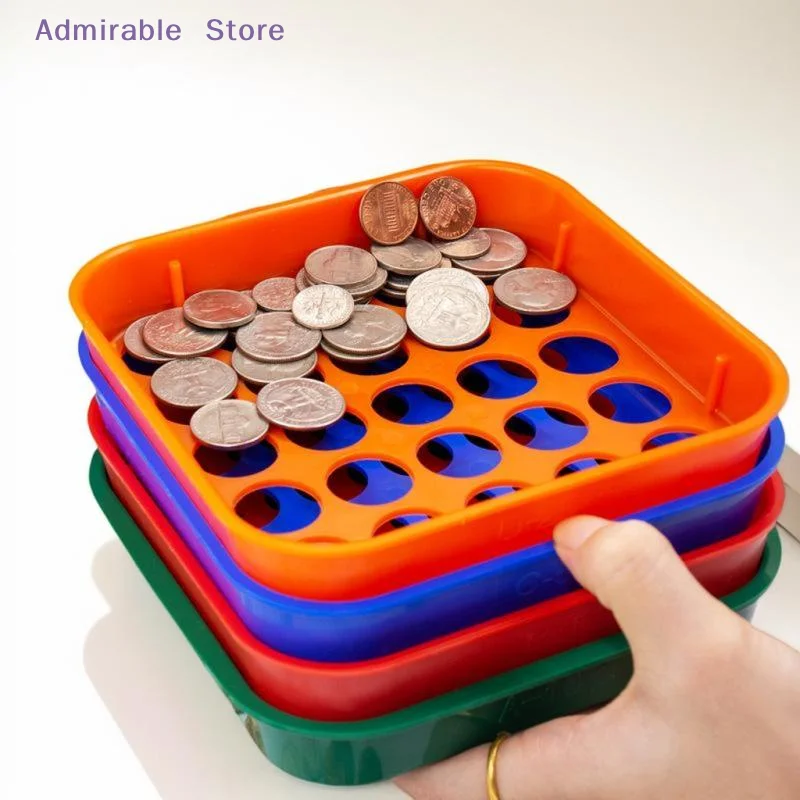 [W]1Set 4 Color-Coded Coin Sorting Trays, Colored Coin Sorter Trays And Coin Counter For Sorting Coins