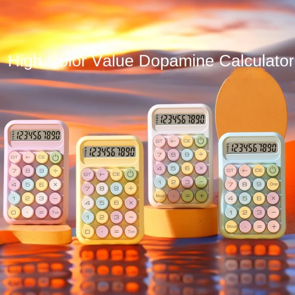 Calculadora Científica portátil para estudiantes, calculadora de 10 dígitos, Color caramelo, botones mecánicos, papelería, calculadora de contabilidad