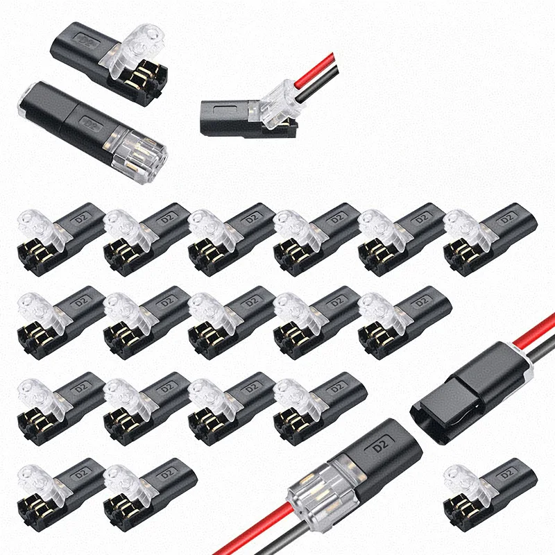 20/50/100PCS 2 Pin Wire Connectors , No - Stripping  Cable Connectors , Dual Wire Interconnects , Detachable Terminal Connectors