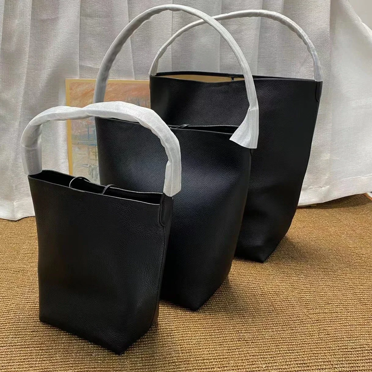 Primeira Camada Bolsa De Ombro De Couro De Couro Para As Mulheres, Sacola De Grande Capacidade De Balde, Três Tamanhos Diferentes, Nova Chegada