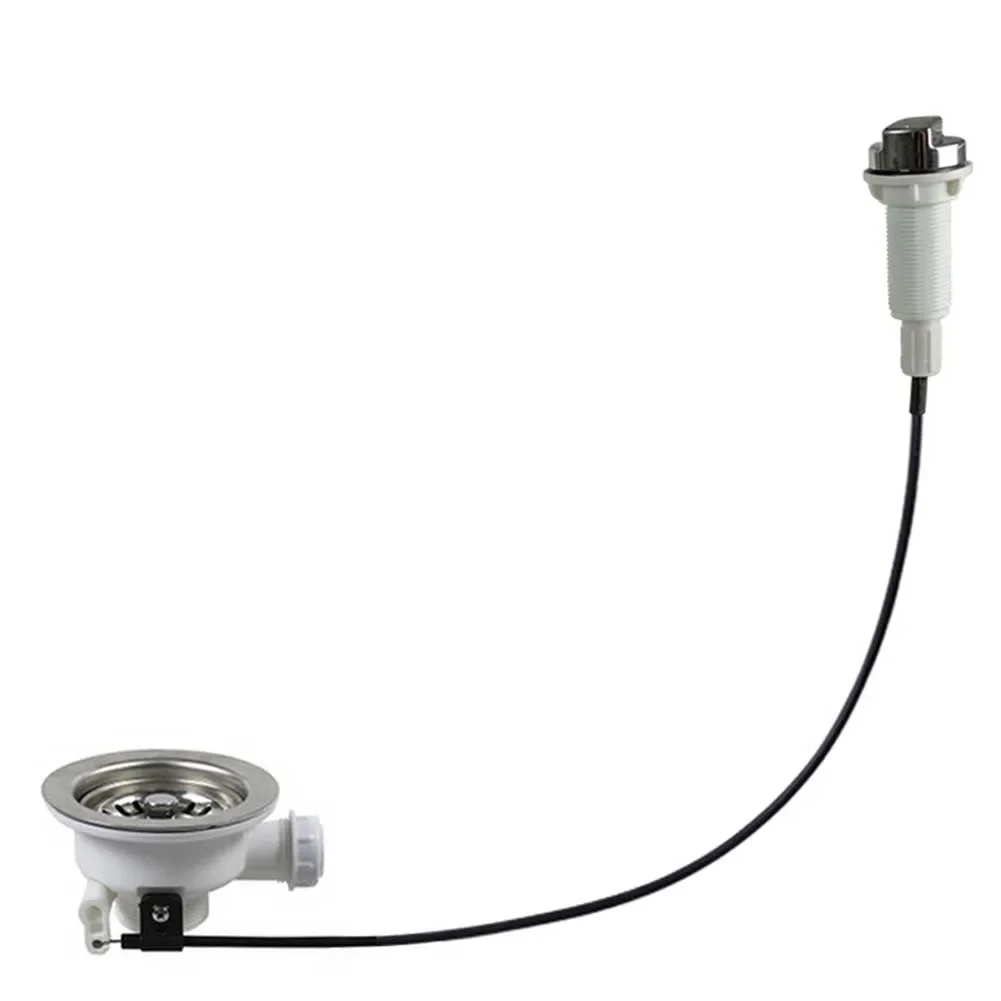 Kitchen sink drain filter strainer with cable control to rotate for water drainage or sealing made from stainless steel