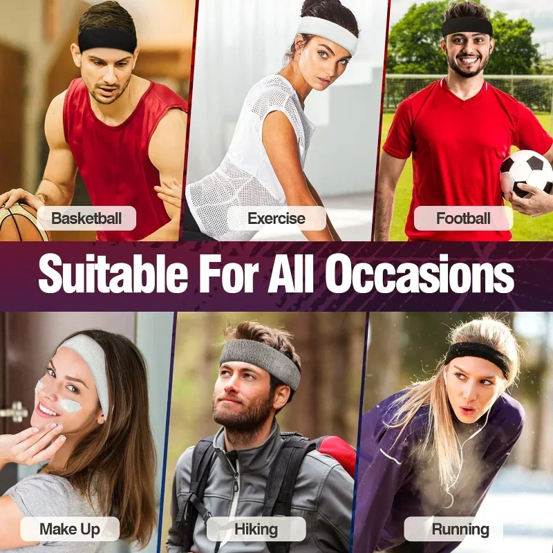 

Outdoor Sweat Sports Elastic Cotton Hairband Fashion Headbands For Women Men Solid Running Fitness Yoga Hair Bands Stretch