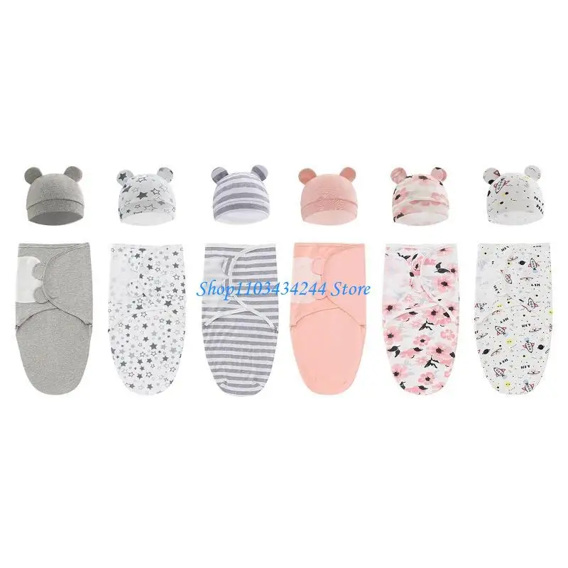 G2TC Baby Gwaddles حديثي الولادة قماط بطانية نوم رضع كيس الالتفاف قبعة مجموعة الأطفال حديثي الولادة التصوير الدعائم الإكسسوارات #1
