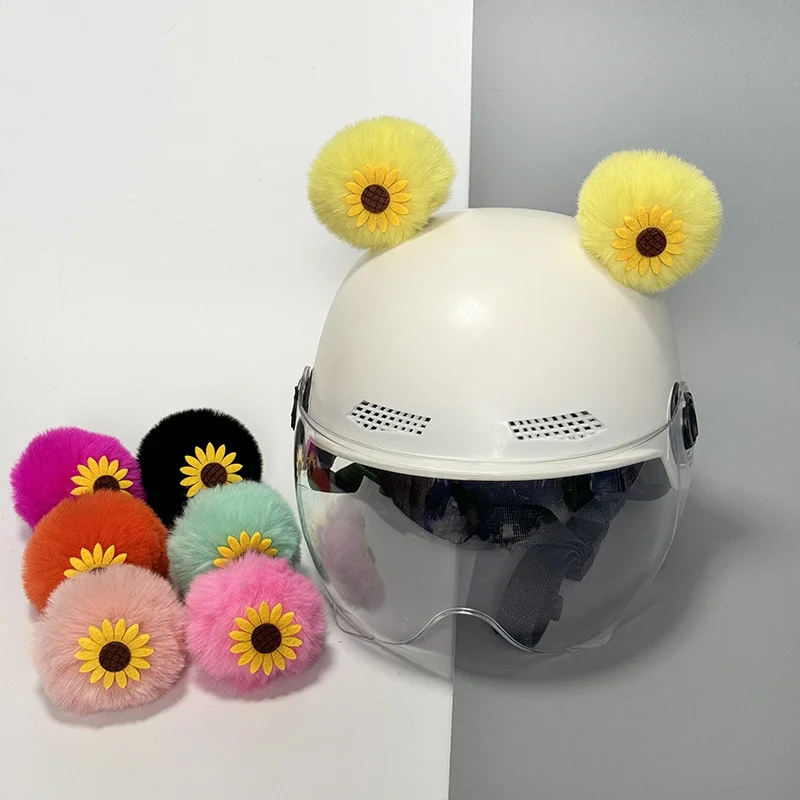 

Helmet Decoration Plush Sunflower Sunflower Motorcycle Helmet Accessories Quick Release Velcro