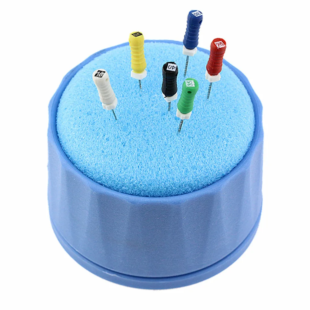 

1 Set Dental Root Canal File Stand Cleaning Foam Sponges Autoclavable Round Endo Holder Blue Dentistry Tools