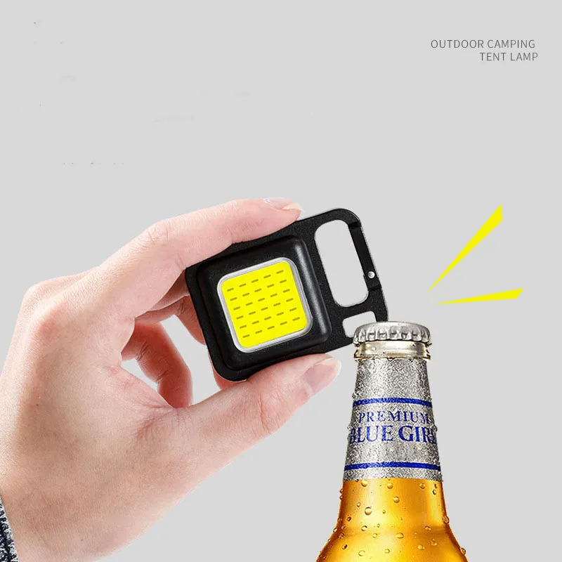 Strong Light Portable Work Light Mini Keychain Camping Light Multi functional Charging Outdoor Emergency Lighting