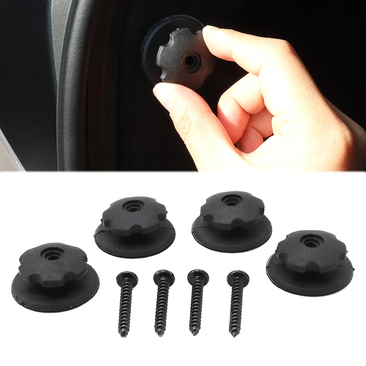 Universal Car Rear Trunk Net Grocery Anti-Swinging Shopping Bag Umbrella Hook With Hardware Mount Kit Storage Organizer Black