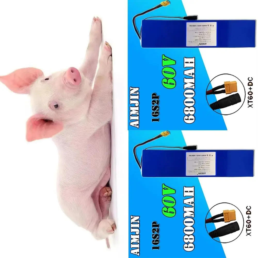 {60V 6800mAh } 18650 Lithium Battery 16S2P Electric Scooter Replacement Battery Built-in 1000W BMS With 67.2V Charger