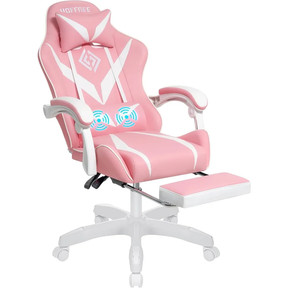 

Gaming Chair with Massage Ergonomic Computer Chair with Footrest and Lumbar Support Reclining PC Game Chair for Boys with Adjust