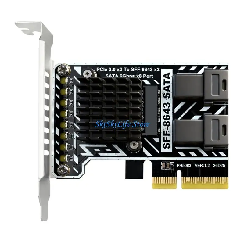 E65E Desktop PCIe3.0 Storage Adapter Card with 2 SFF-8643 Port for Internal SATAs Expansion and Workstations Drive Builds
